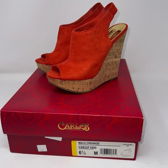 Carlos Santana Shoes - like new Carlos by Carlos Santana Maui orange cork Wedge Heels size 6.5